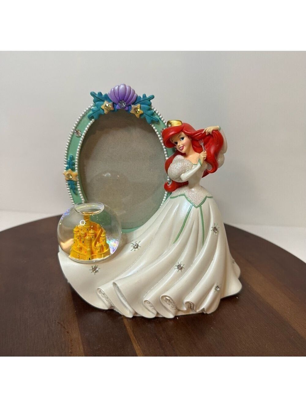 Disney Parks Ariel Little Mermaid Photo Frame Snow Globe Figurine Princess
